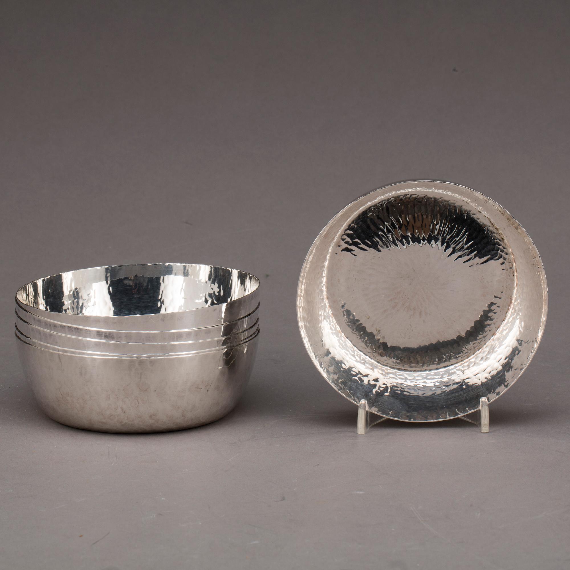 SKÅLAR, 6 st, silver, MGAB E Löfman. 1974-77. Tot ca 730g.