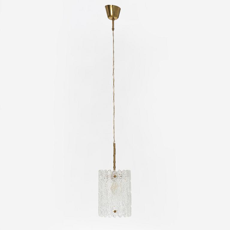 Carl Fagerlund, a pair of brass and glass wall lights and a ceiling light, Orrefors.