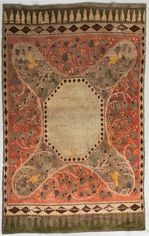 Väinö Blomstedt, rya / ryamatta. Finska Handarbetes Vänner. Ca 280 x 180 cm. 1900-talets början.