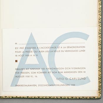 OTTO G CARLSUND, Internationell Utställning av Post-kubistisk konst, Parkrestaurangen, Stockholmsutställningen 1930.