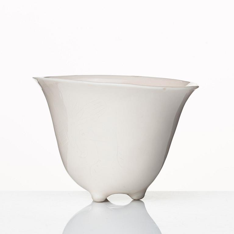 Vinofferbägare, blanc de chine. Qingdynastin.