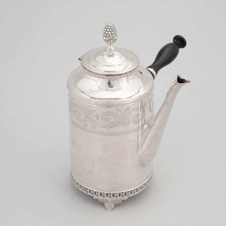 A Swedish Late Gustavian Silver Coffee Pot, mark of Olof Hellbom, Stockholm 1798.