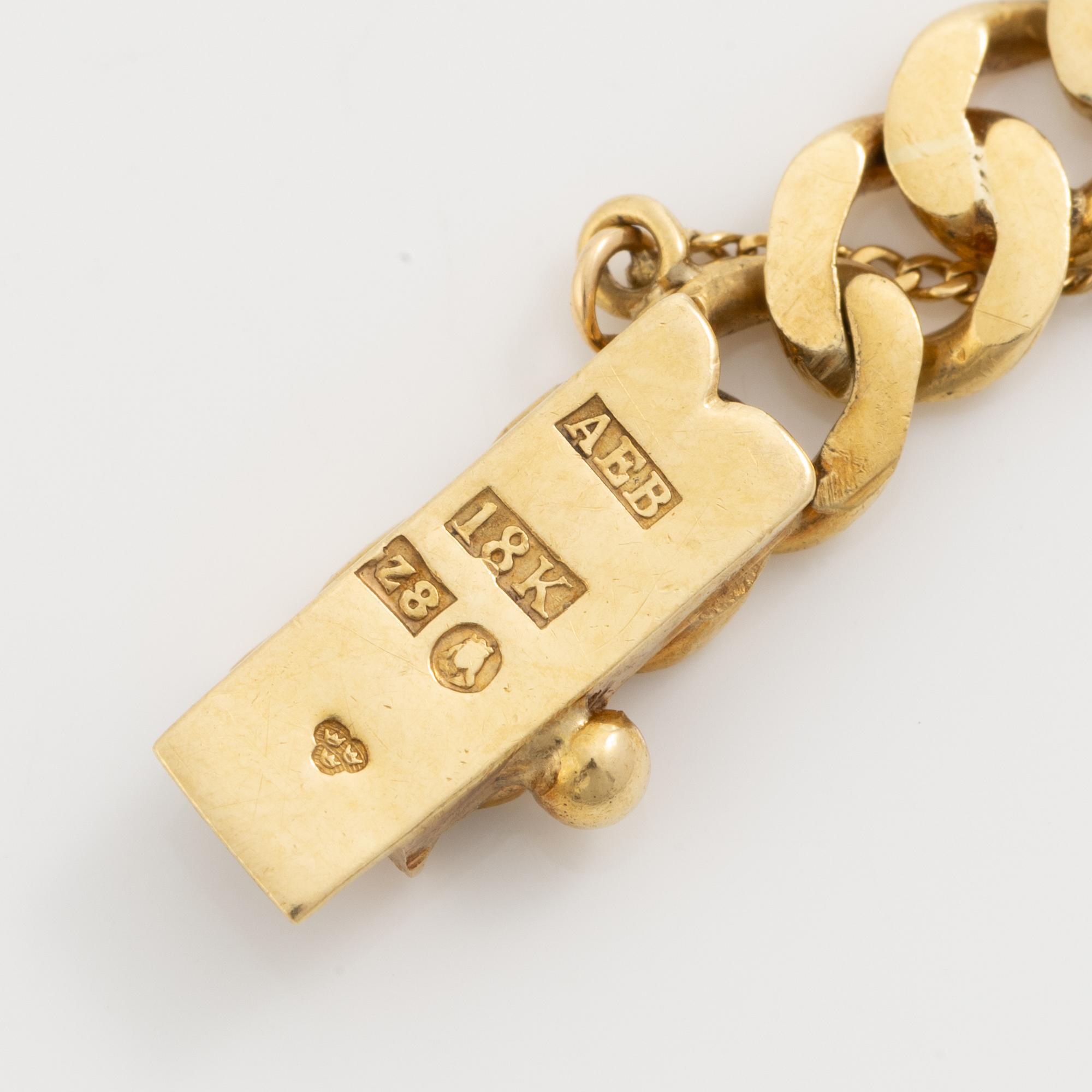 Wristwatch, Birka, 21 mm, 14K gold, chain in 18K gold.