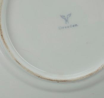 TALLRIKAR, 5 st, porslin, stämplad i godset Meissen, 1900-tal.