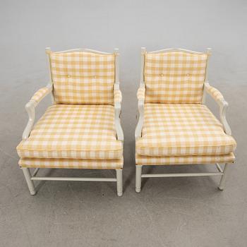 Karmstolar, ett par, Gustaviansk stil, sk Gripsholmsfåtöljer, 1900-talets andra hälft.