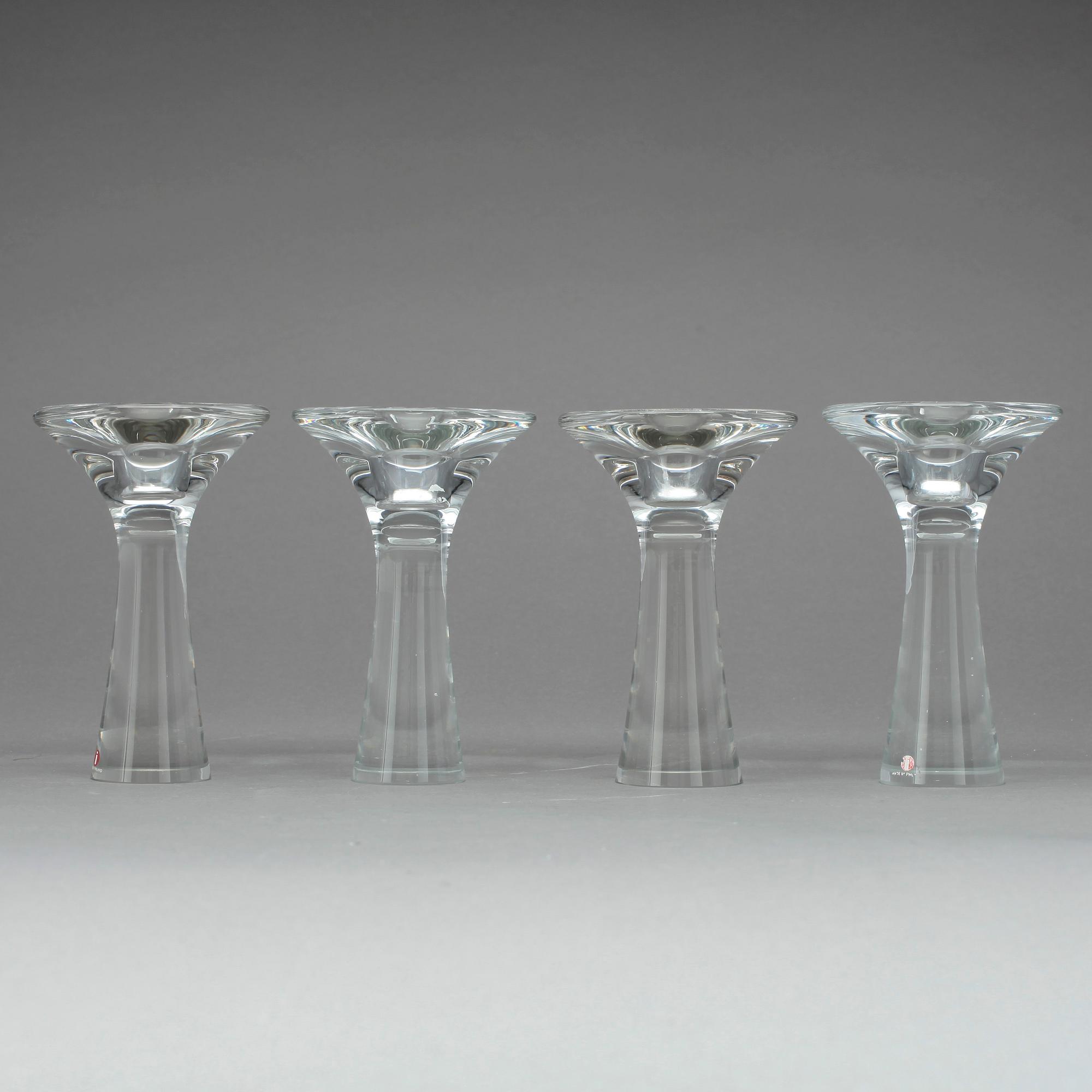 LJUSSTAKAR, 4 st, glas, Tapio Wirkkala, Iittala, signerade och numrerade 3412.