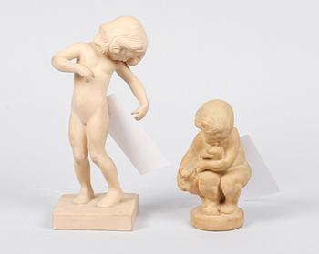 FIGURINER, 2 st, oglaserad keramik, Danmark, Kai Nielsen, sign.