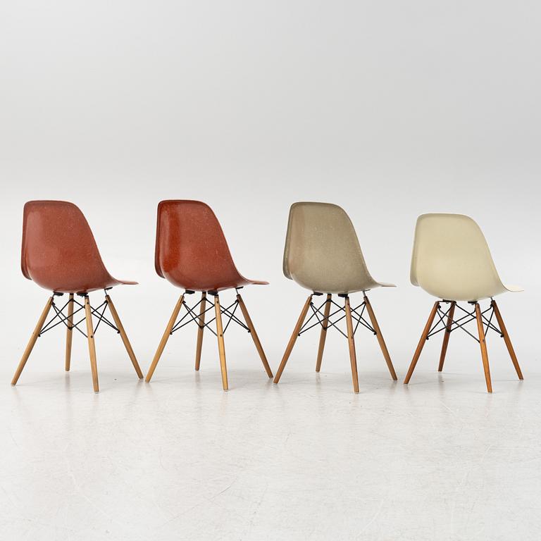 Charles & Ray Eames, stolar, 4 st, "Plastic Chair DSW", Herman Miller, 1900-talets andra hälft.