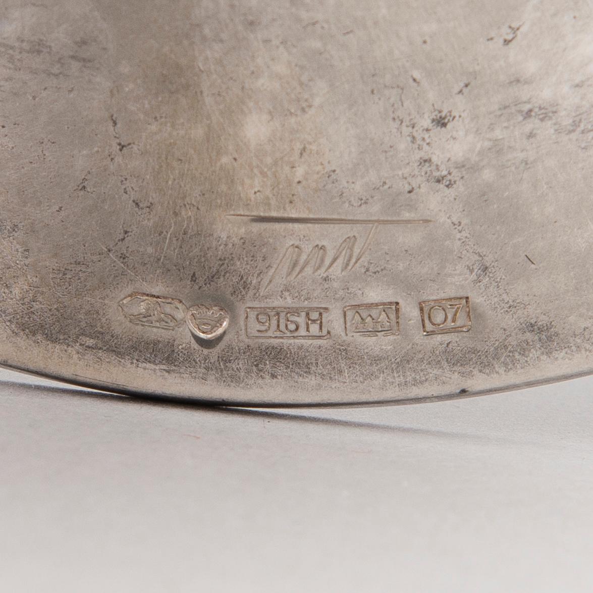 TAPIO WIRKKALA, LJUSSTAKAR, ETT PAR, silver, "Trumpetti", signerad TW, Hopeakeskus 1967.