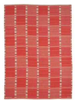 CARPET. "Falurutan, röd". Flat weave. 238 x 170,5 cm. Signed AB MMF BN.