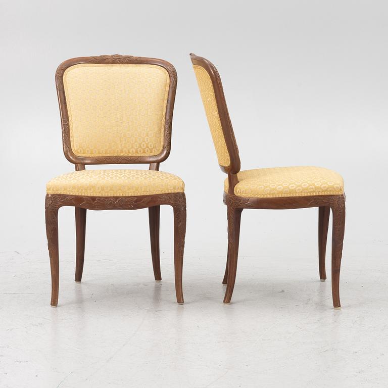 Carl Malmsten, a rare set of six chairs, Cabinetmaker Albin Johansson, Stockholm, 1946.