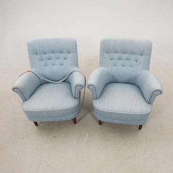 Carl Malmsten, a pair of armchairs, "Hemmakväll", late 20th century.