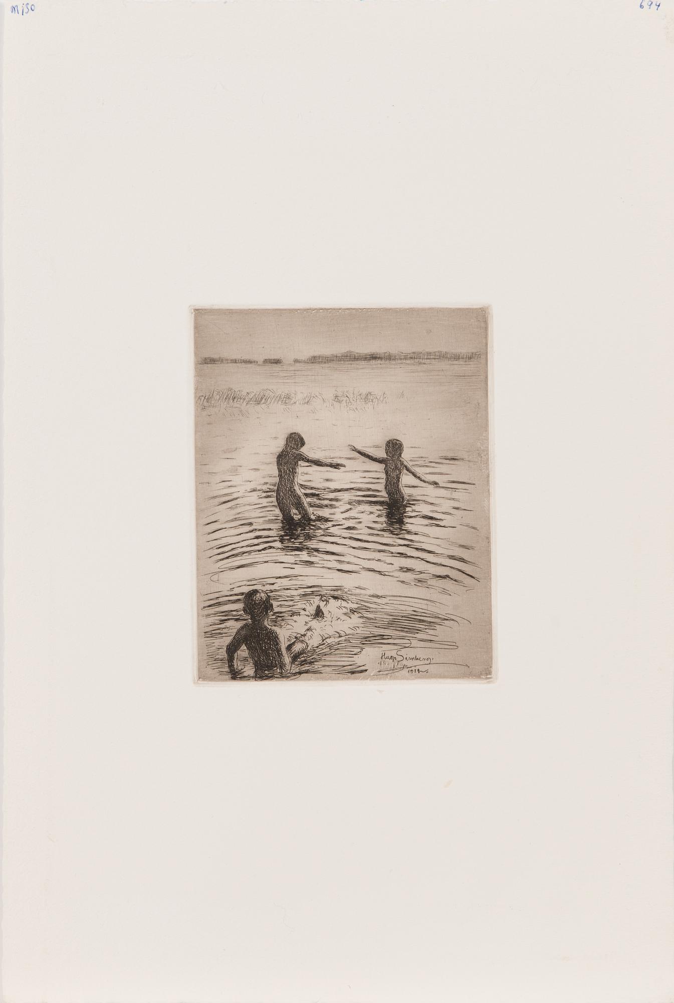 HUGO SIMBERG, viivasyövytys ja kuivaneula, laattasigneerattu ja merkattu "efter fotogr.1902".