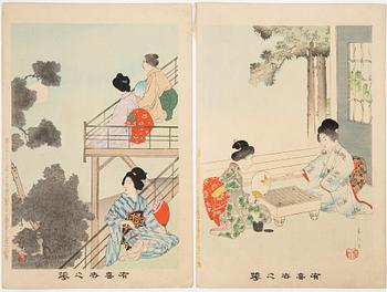 Miyagawa Shuntei, a series of thirteen woodblock prints in colours, circa 1900.