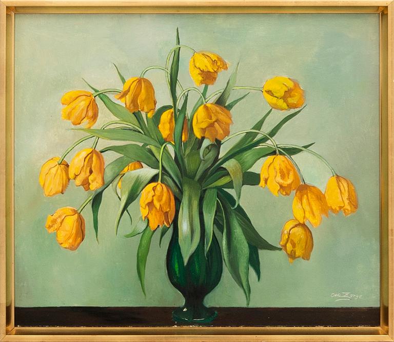 Owe Zerge, still life with tulips.