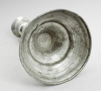 LJUSSTAKE, tenn, otydliga stämplar, foten möjligen Martin Moberg, Jönköping 1791.