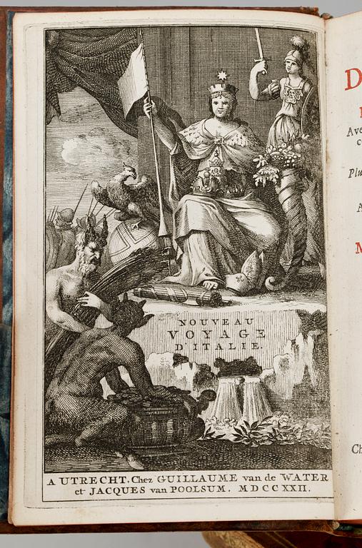BOK, 4 vol, "Voyage D`Italie de Monsieur Misson.." av Monsieur Addisson, Utrecht 1722.