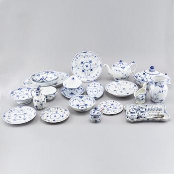 A porcelain tableware set of 69 pcs, "Musselmalet" by Royal Copenhagen, second half of the 20th century.