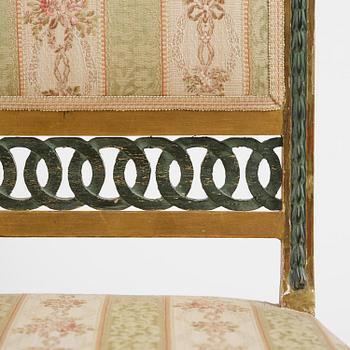 A set of six late Gustavian giltwood chairs, Stockholm, late 18th century.