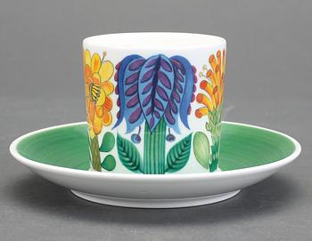 KAFFEKOPPAR 8 st MED FAT, benporslin, Tahiti, Stig Lindberg, Gustavsberg.