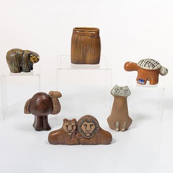 Lisa Larson, Figurines and vase, 6 pieces, Gustavsberg.