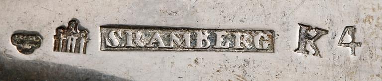 SKEDAR, 6 st, silver, bl a J  Gyberg, Lund, S Ramberg, Lund, och Carl Petter Åberg, Arboga, 1805-40.