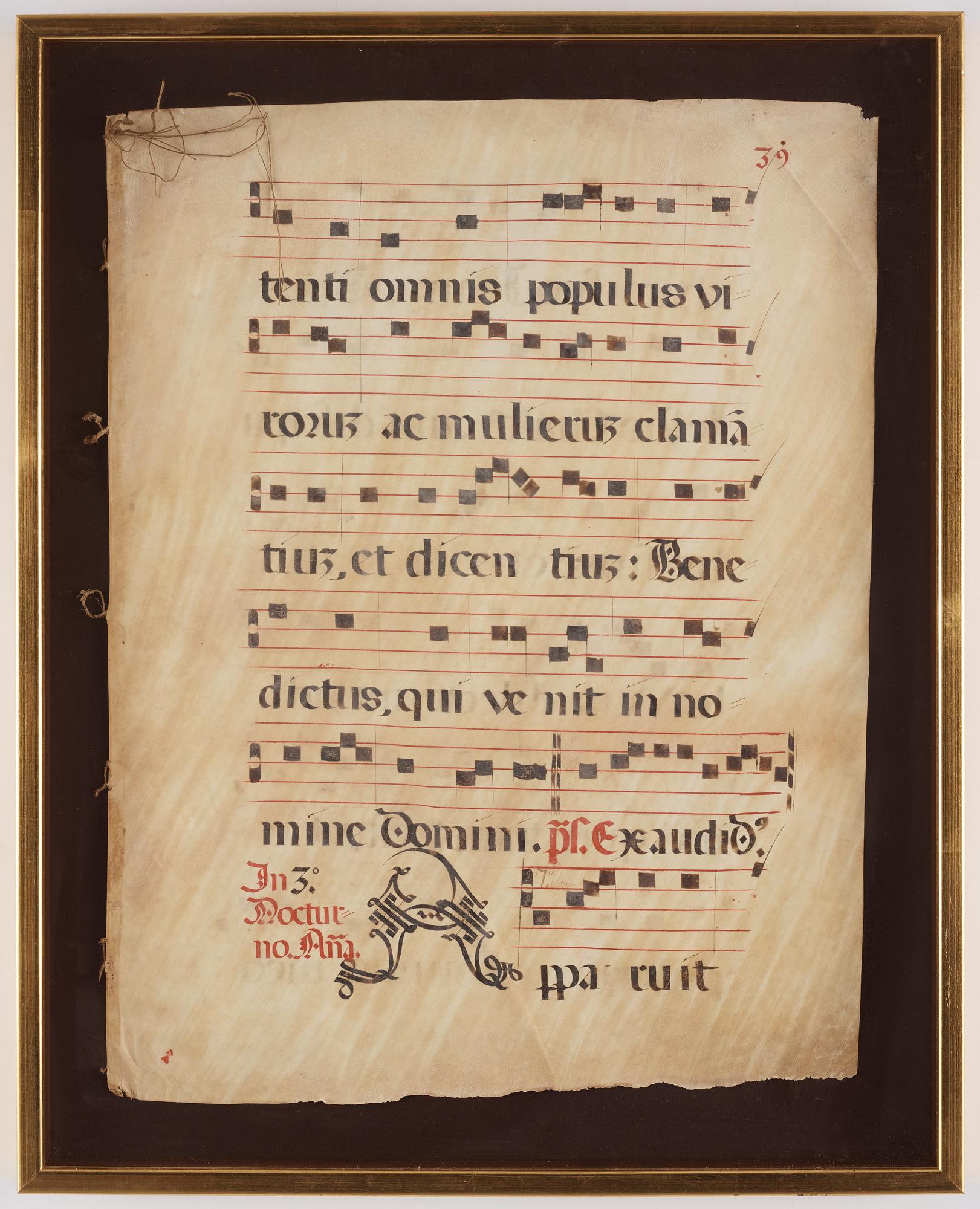A vellum music sheet.