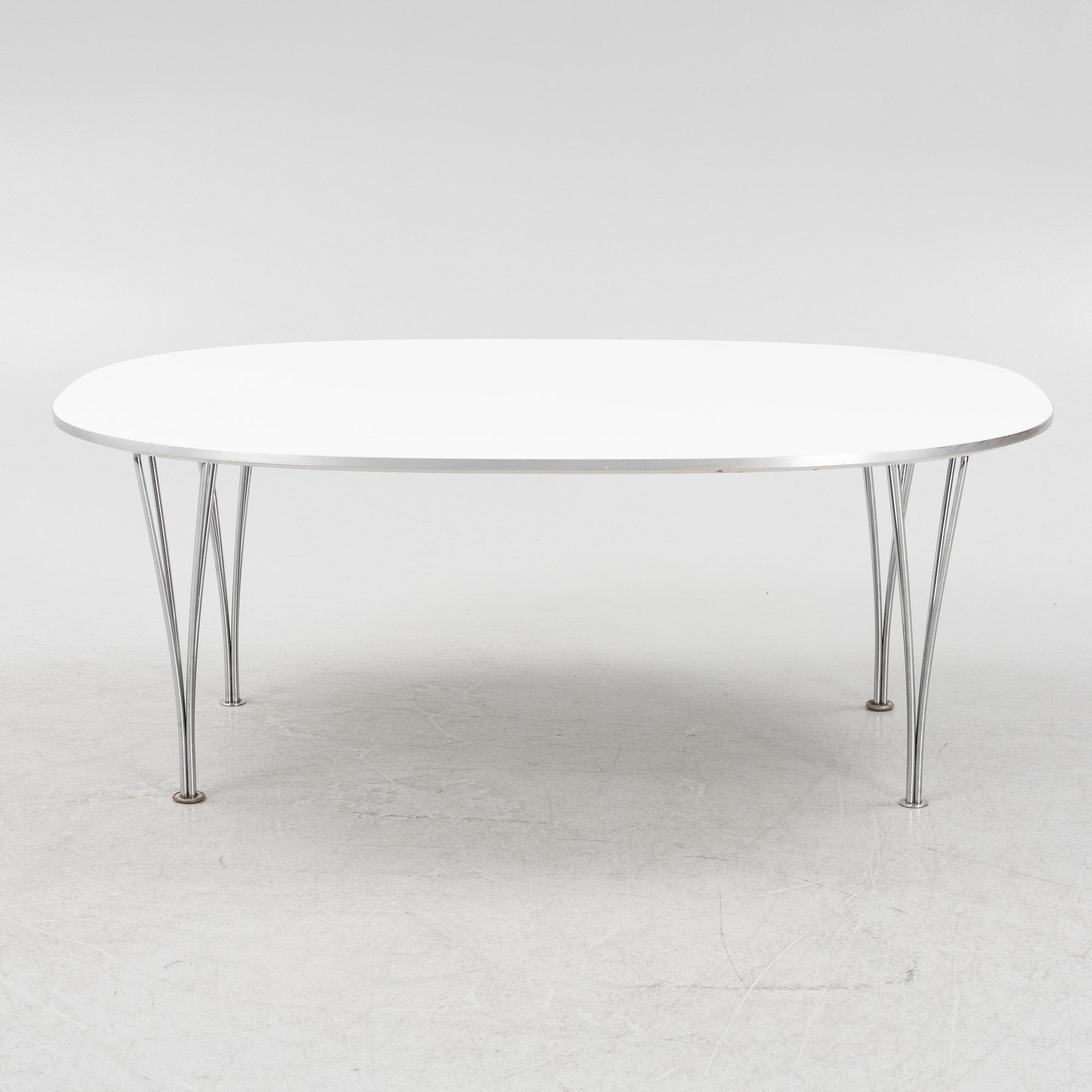 Bruno Mathsson & Piet Hein, soffbord, "Superellips", Fritz Hansen, Danmark, 1986.