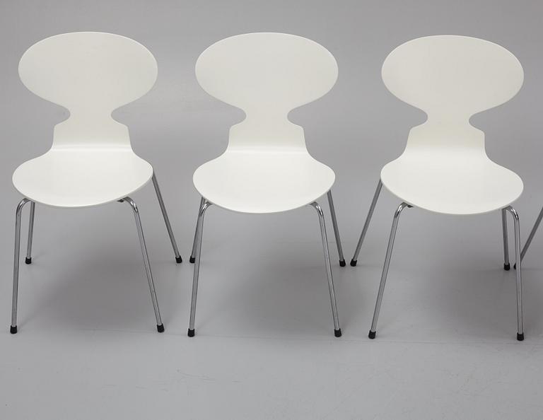Arne Jacobsen, chairs, 6 pcs, "The Ant", Fritz Hansen, Denmark.