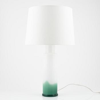 A green and white glass table light, Luxus, Vittsjö.