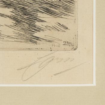 Anders Zorn, etching, 1910, signed in pencil.