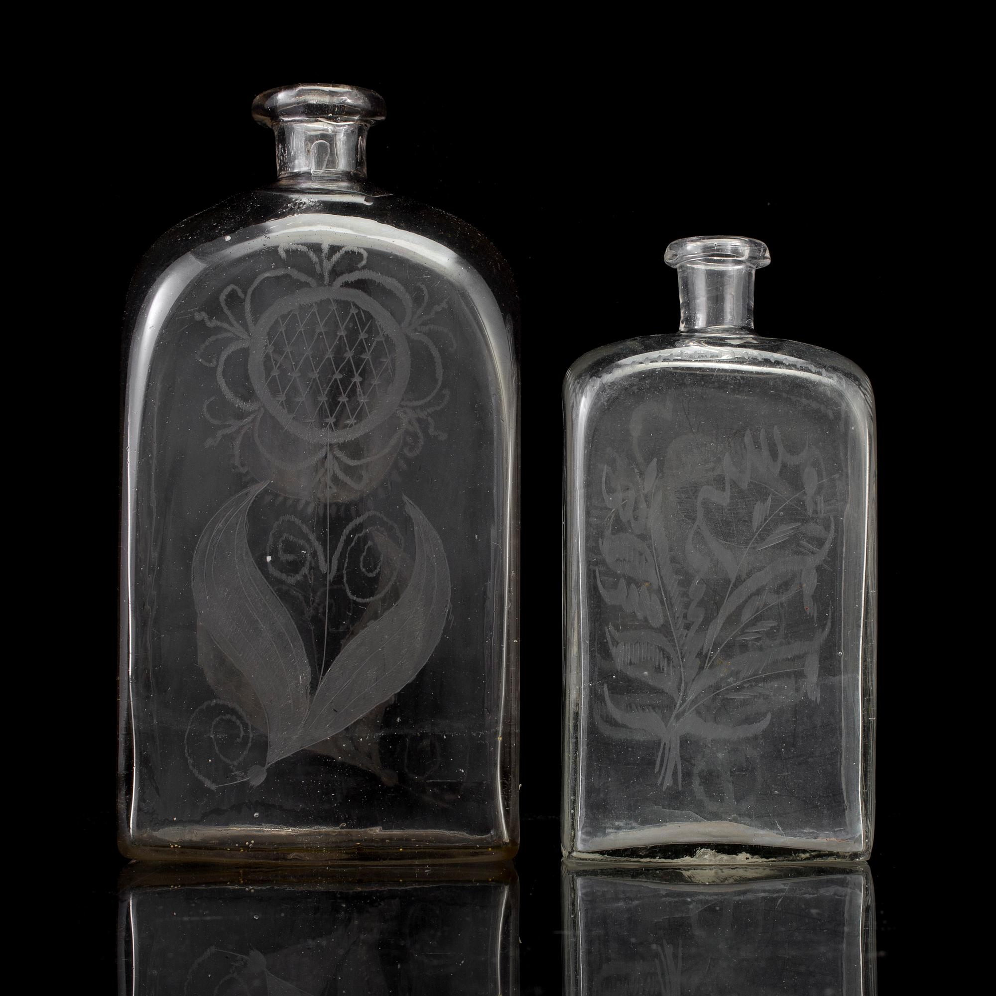 Two 19th century glass bottles.