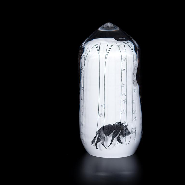 SINI MAJURI & ELLA VARVIO, GLAS SKULPTUR. Serieteckning i glas, Före Vaknande. Sign. 2015.