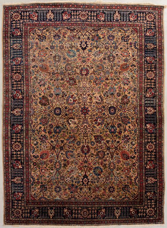 Semi-antique Tabriz rug, approximately 368x254 cm.