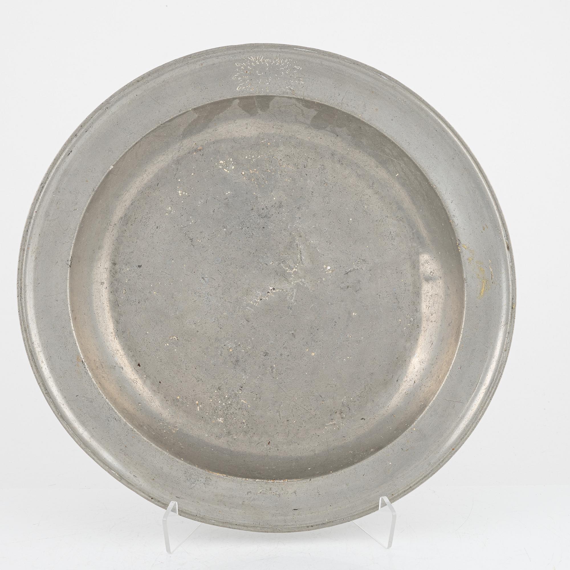 A group of eight Swedish pewter dishes, 18th-20th Century, including Mathias Norling, Jönköping, 1863.