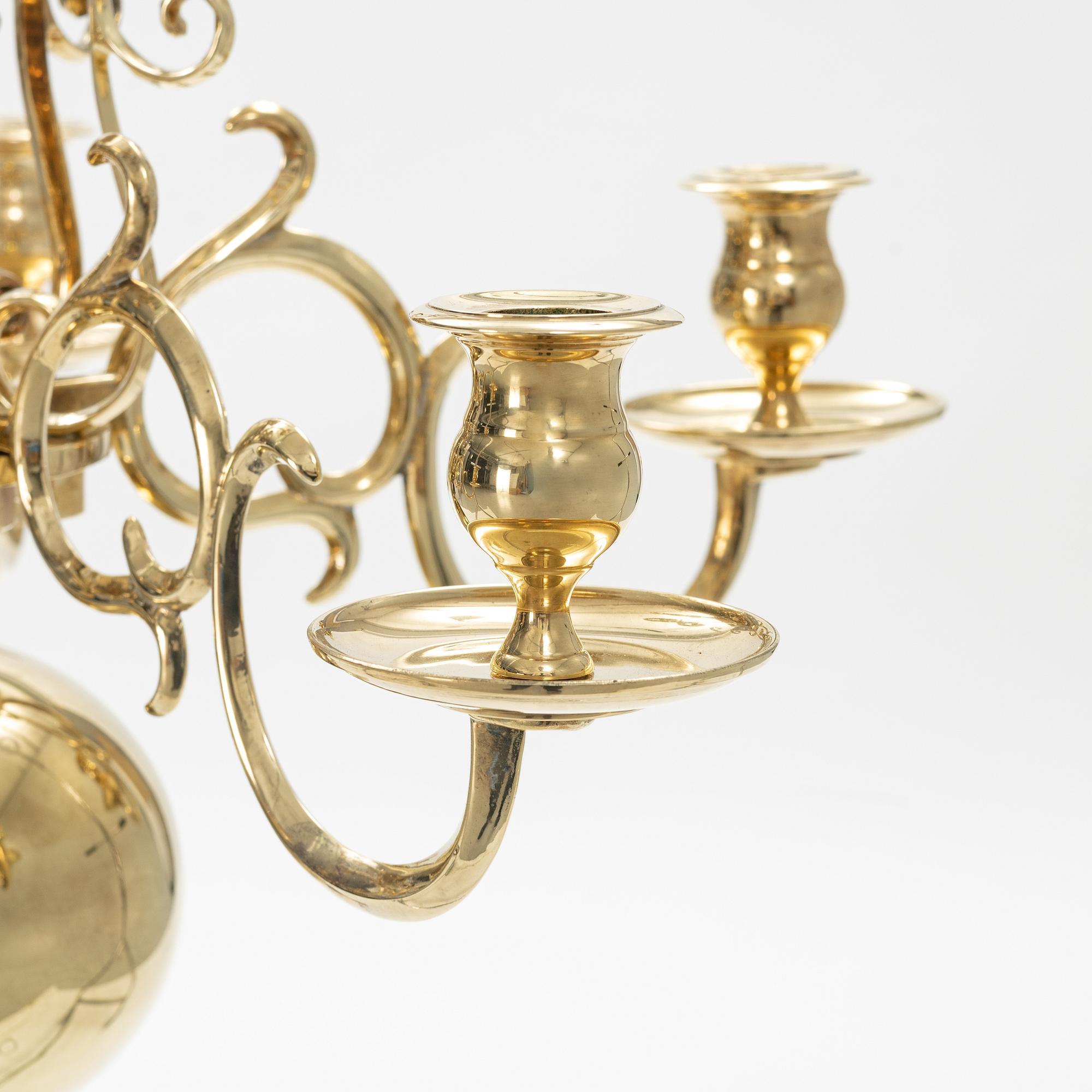 A Baroque style chandelier, model no 205, Skultuna, 1987.