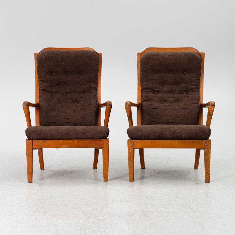 Carl Malmsten, armchairs, a pair, model "Stugan", Swedish Pine, Karl Andersson & Söner, Huskvarna 1950s.