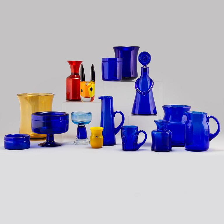 ERIK HÖGLUND, parti glas, 17 delar, Boda, Strömbergshyttan mm.