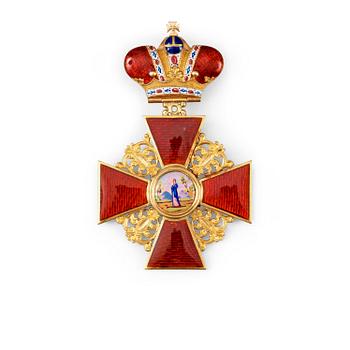 The order of St. Anne, under imperial crown, gold and enamel, unidentified makers mark, St.Petersburg.