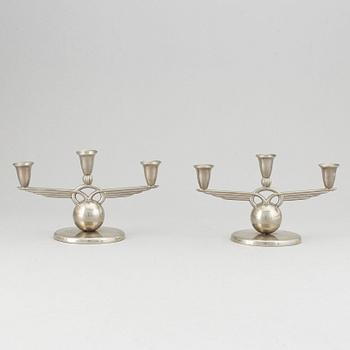 A pair of pewter candelabra, L &  L, Svenskt Tenn, 1938.
