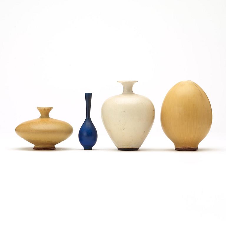 Berndt Friberg, vaser, 4 st, Gustavsbergs Studio 1958-79.