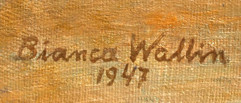 BIANCA WALLIN-TOLNAI, olja på pannå, sign o dat- 1947.