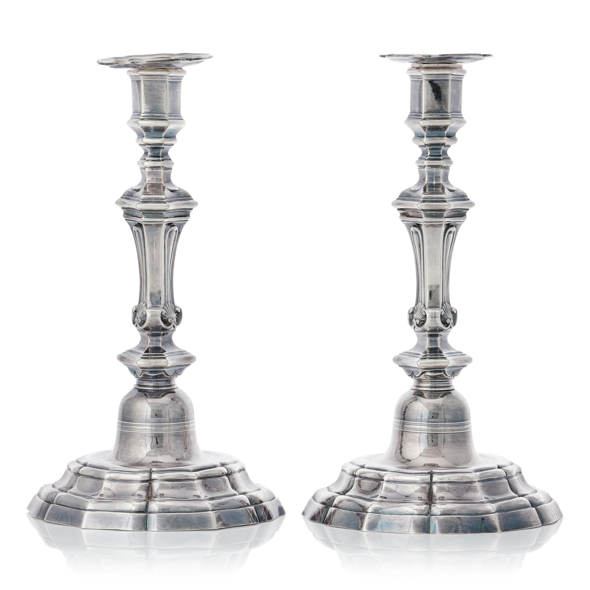 Ljusstakar, ett par, silver, Marsielle 1765. Louis XV.