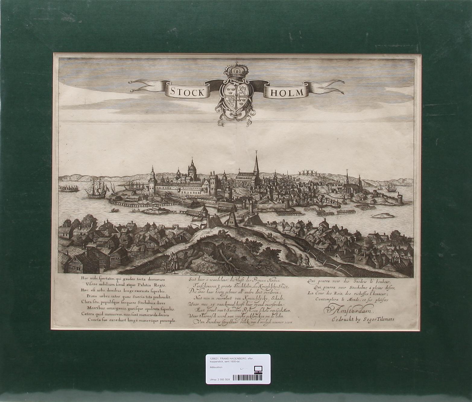 FRANS HAGENBERG, efter, kopparstick, sent 1600-tal.