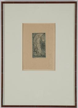 Max Ernst, etching and aquatint in colour, 1955, signed 83/100.