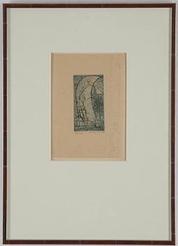 Max Ernst, etching and aquatint in colour, 1955, signed 83/100.