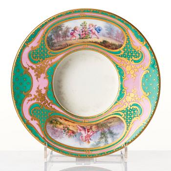 A French 'Sèvres' cup and tremleuse saucer, 19th Century.