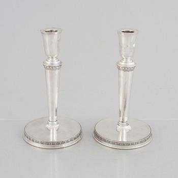 Eric Råström, a pair of silver candlesticks, Råströms Silver- O Nysilverfabrik , Stockholm 1957.