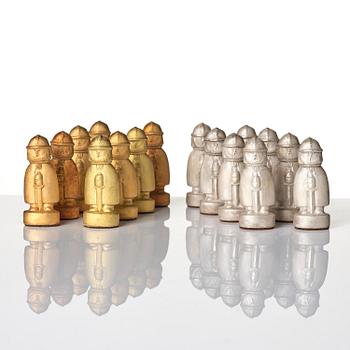 Stig Lindberg, a rare 32-piece stoneware chess set, Gustavsberg Studio 1970s.
