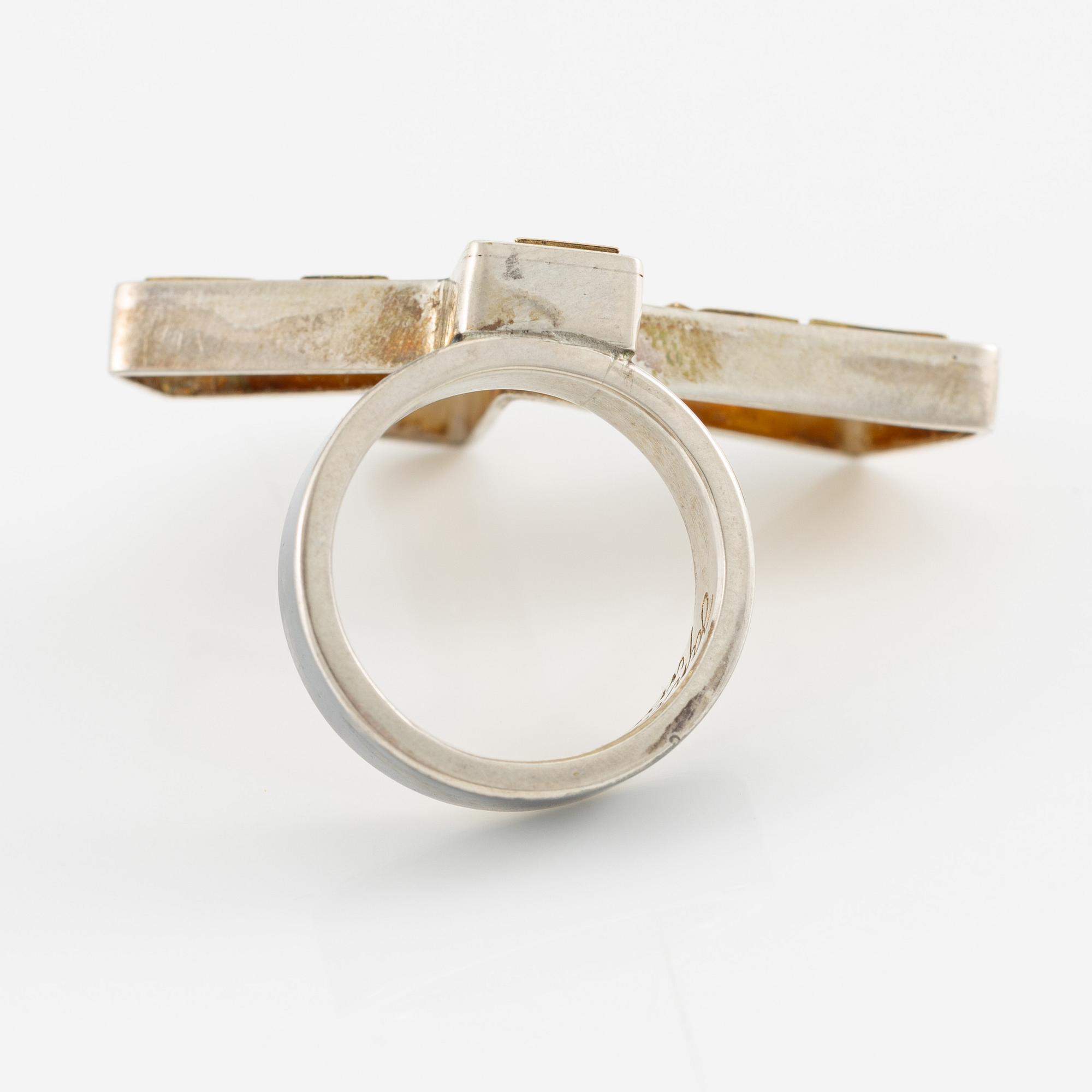 Jan-Christer Lundqvist, ring, sterling silver and gold with brilliant-cut diamonds, Skövde.